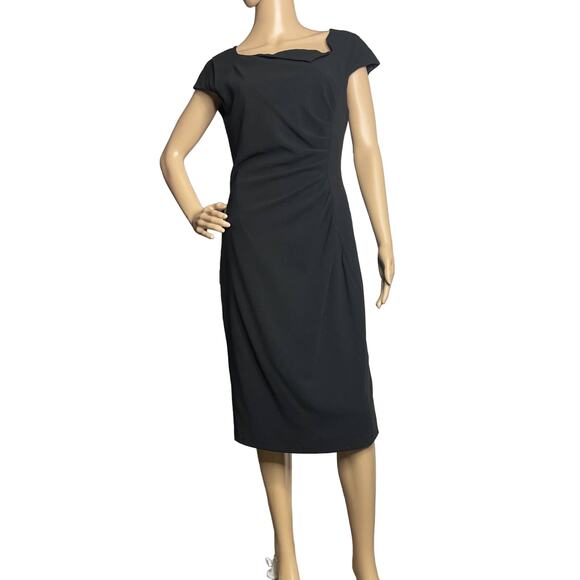 LK BENNETT BLACK CAP SLEEVE PENCIL DRESS SIZE 8 - Picture 1 of 8